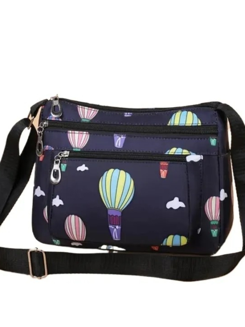 Women Crossbody Bag - Navy Hot Air Balloon Print